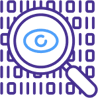 Icon - Magnifying Glass and Ones and Zeroes Icon - Magnifying Glass and Ones and Zeroes